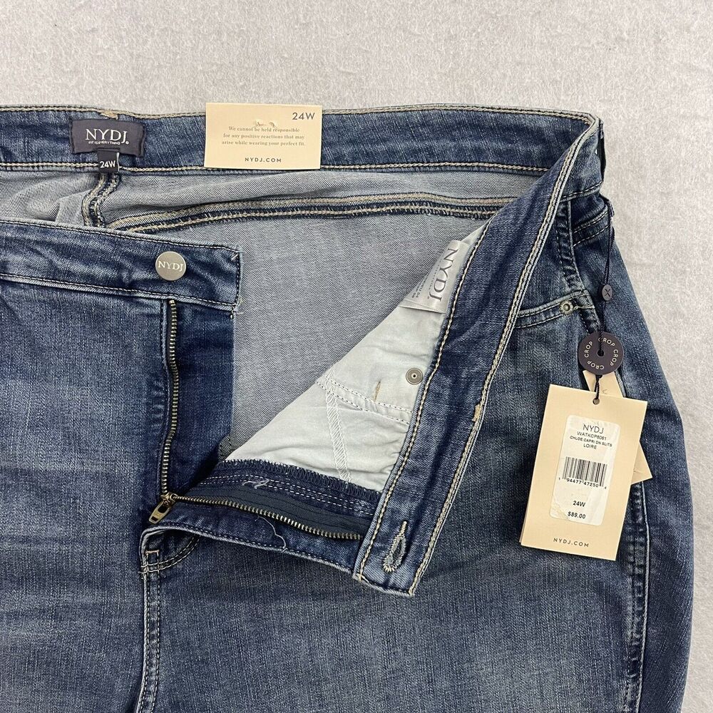 NYDJ Jeans Womens 24W Blue Loire Chloe Capri Slit Hem Lift Tuck Tech MSRP $89 - Picture 6 of 16